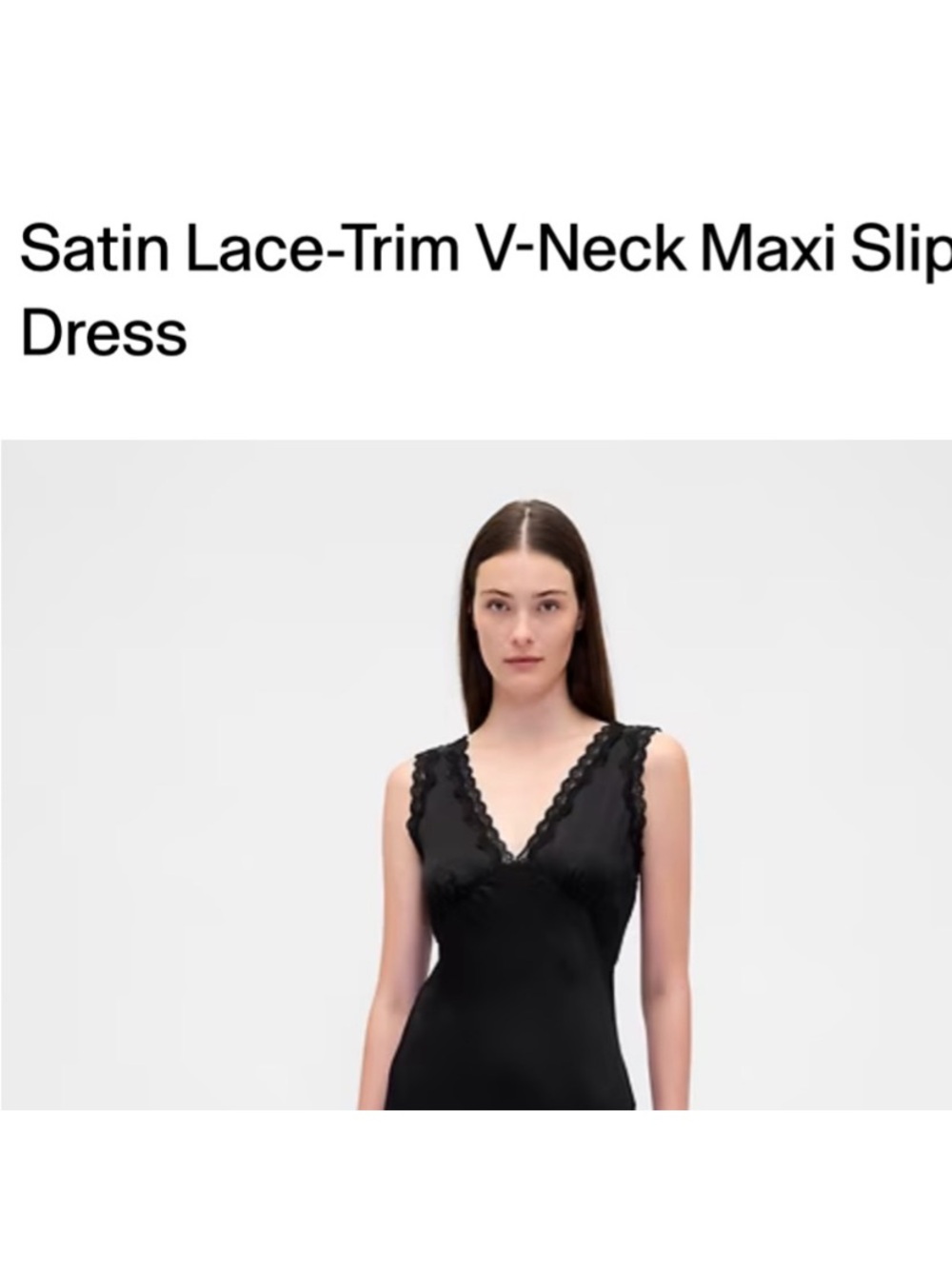 GAP Black Satin Lace-Chemise Trim Slip Dress size Small ONLY